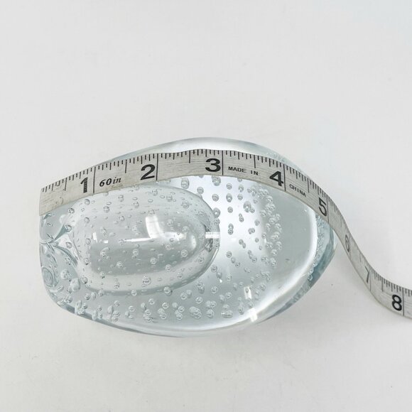 Vintage Art Glass Bubble Domed Paperweight Clear Oval Hand Blown Studio Decor - Picture 5 of 6